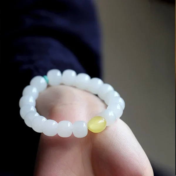 10MM Natural White Jade Jasper Elastic Bracelet Charms Luxury Fine Jewelry Couple Personalized Beaded Bangle Men Women