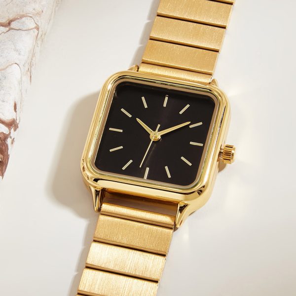 1pc Women's Gold-tone Stainless Steel Band Quartz Watch, Elegant & Simple, Great Gift For Christmas