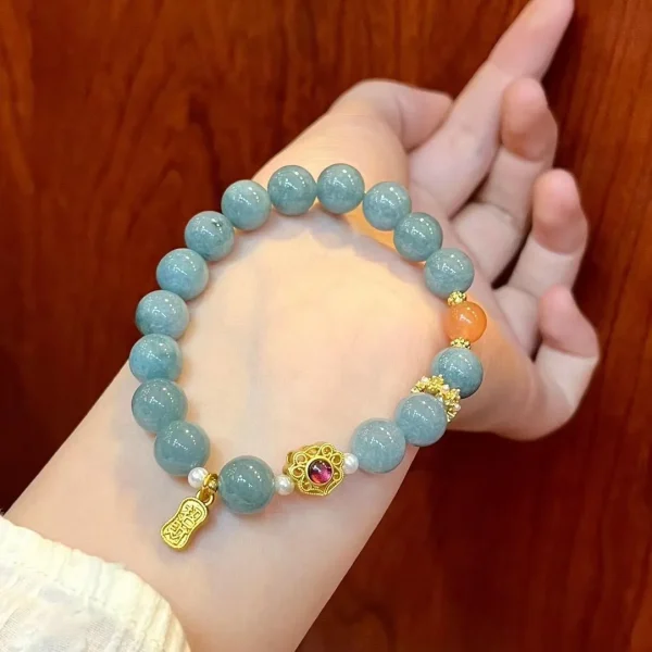 Green Jade Abacus Beads Elastic Bracelets Women Bangle Bracelet Jewelry Real Natural Emerald Gift Gemstone Inlaid Jewelry