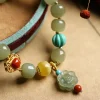 DIY Multi-gemstons Hotan Jade Bracelet For Women Natural Turquoise Jade Red Agate Queen Conch Honeystone Amber Beads Bracelets