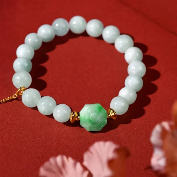Fashion Creative Lucky Natural Jade Ball Bracelet Vintage Light Luxury Handmade Jewelry Bracelet Women's Girls Jewelry Gift