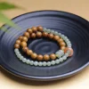 Hetian Jade Two Loop Bracelet Mix and Match with Clear Water and South Red Ice Floating Running Ring Women's Retro Elegant