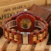 Luxury Wood Watch Mechanical Self-Wind Men's Watches High Quality Wooden Bangle Watchband Roman Numerals Display Automatic Clock