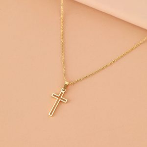 Stainless Steel Necklace For Women Lover's Chain Cross Necklace Small Cross Jewelry